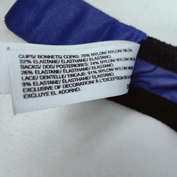 DKNY Blue Pink Black Floral Lace Light Lift Push Up Underwire Bra, Sz 34B - Picture 8 of 9